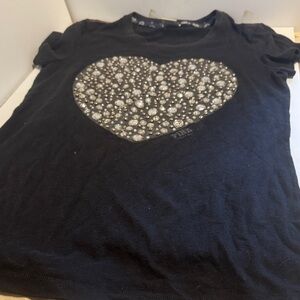Victoria's Secret Black Tee with Glitter Heart